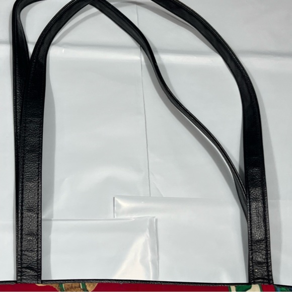 Christmas Teddy BEAR TOTE BAG RED Green cotton Tree gift Santa holiday 13”x19” - Picture 9 of 16